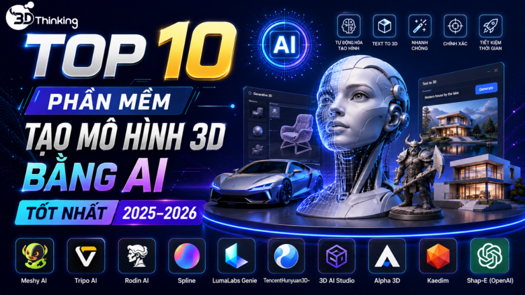 Top 10 Phần Mềm Tạo Mô Hình 3D Bằng AI Tốt Nhất 2025–2026