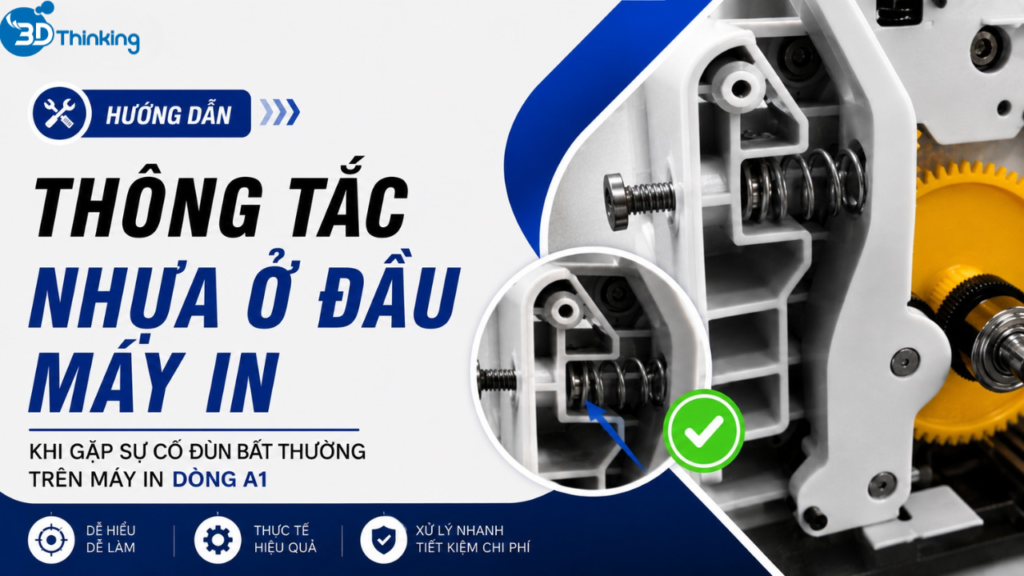 Hướng dẫn cách thông tắc nhựa ở đầu máy in khi gặp sự cố đùn bất thường trên máy in dòng A1