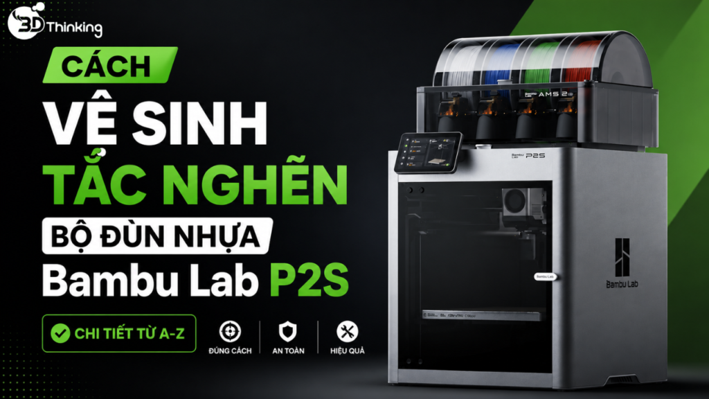 Cách Vệ Sinh Tắc Nghẽn Bộ Đùn Nhựa Bambu Lab P2S Chi Tiết Từ A-Z