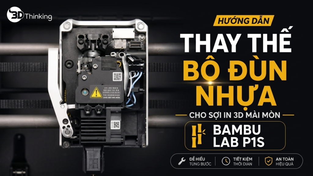 Hướng dẫn thay thế bộ đùn nhựa cho sợi nhựa mài mòn trên máy in 3D Bambu Lab P1S
