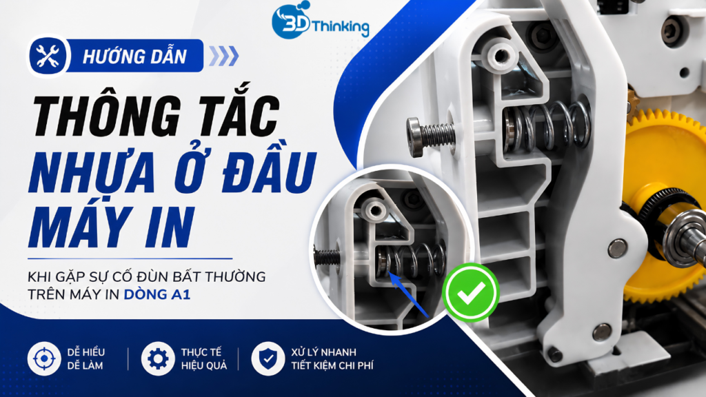 Hướng dẫn cách thông tắc nhựa ở đầu máy in khi gặp sự cố đùn bất thường trên máy in dòng A1