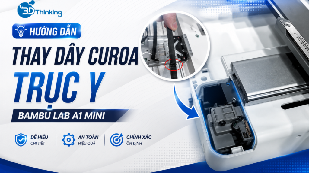 Hướng dẫn cách thay dây curoa trục Y cho Bambu Lab A1 Mini