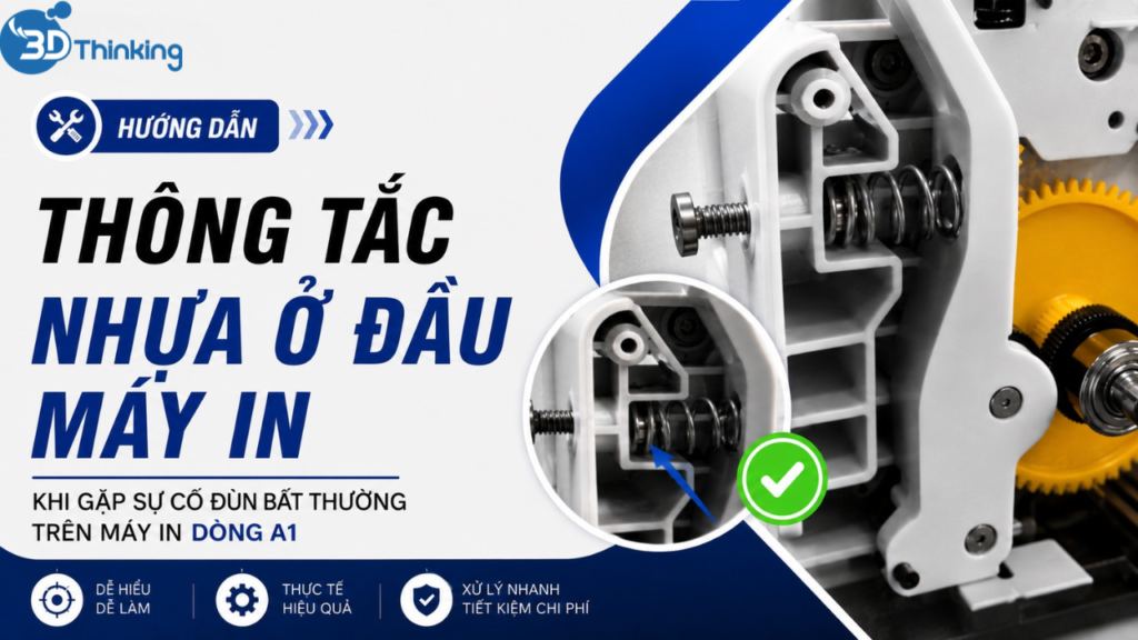Hướng dẫn cách thông tắc nhựa ở đầu máy in khi gặp sự cố đùn bất thường trên máy in dòng A1