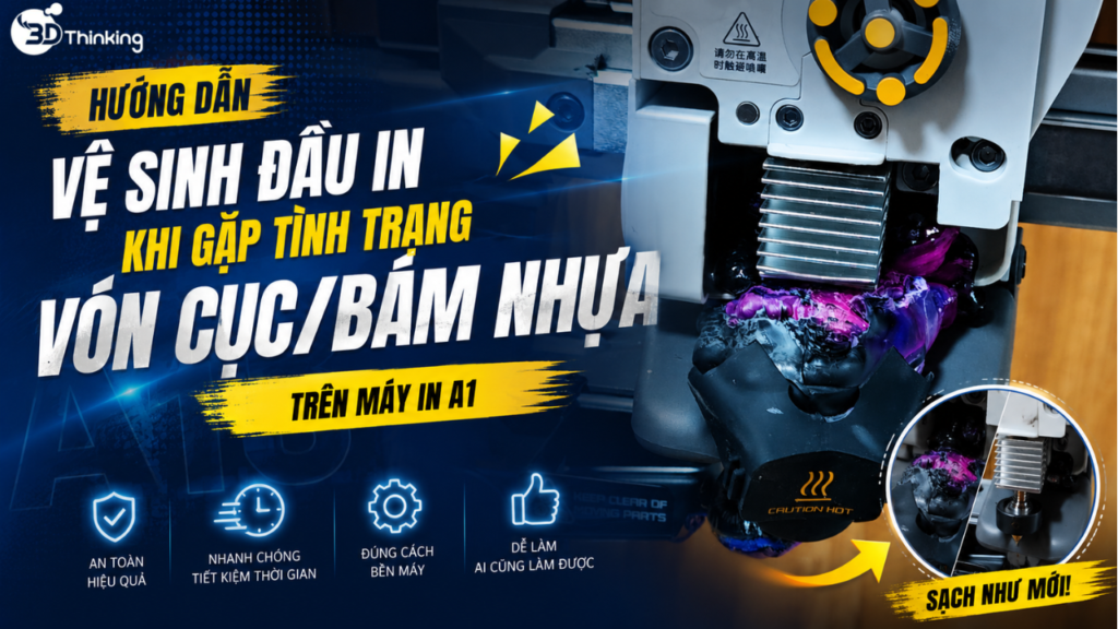 Hướng dẫn chi tiết cách vệ sinh đầu in bị vón cục nhựa trên A1 chi tiết