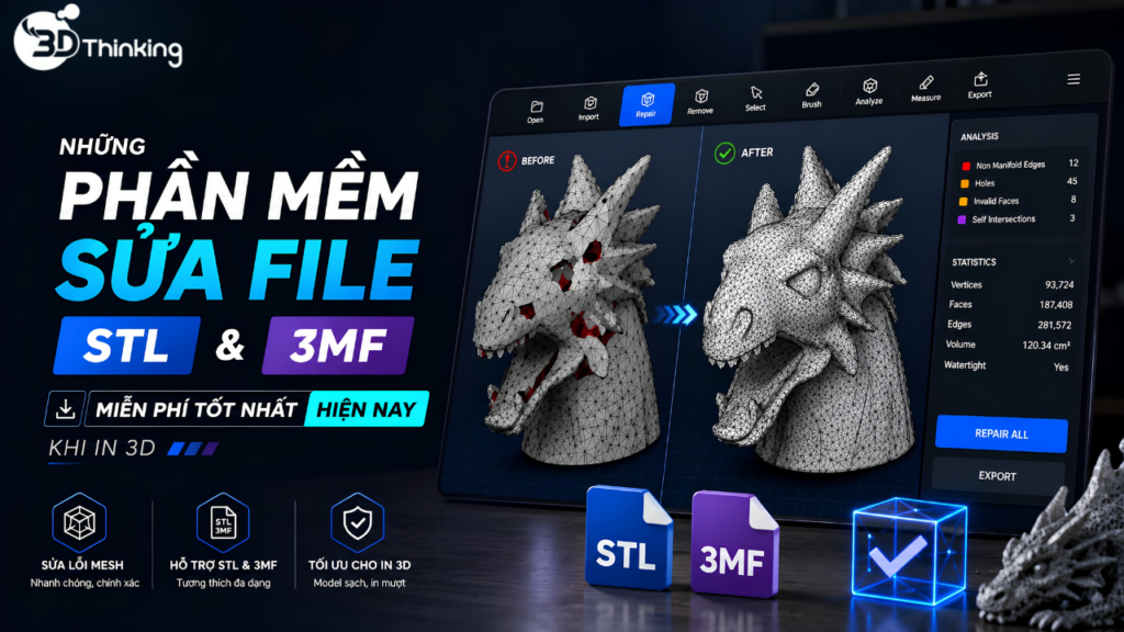 Những Phần Mềm Sửa File STL Và 3MF Miễn Phí Tốt Nhất Hiện Nay Khi In 3D
