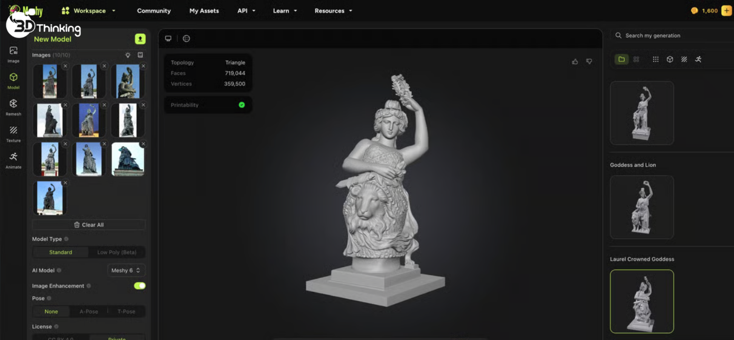 tạo mô hình 3D bằng AI